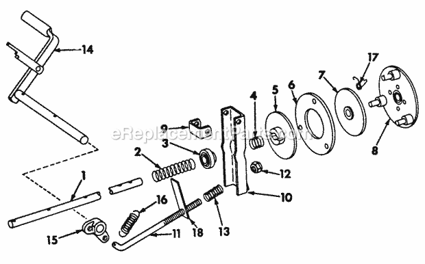 Clutch Diagram and Parts List for 122  Cub Cadet Lawn Tractor